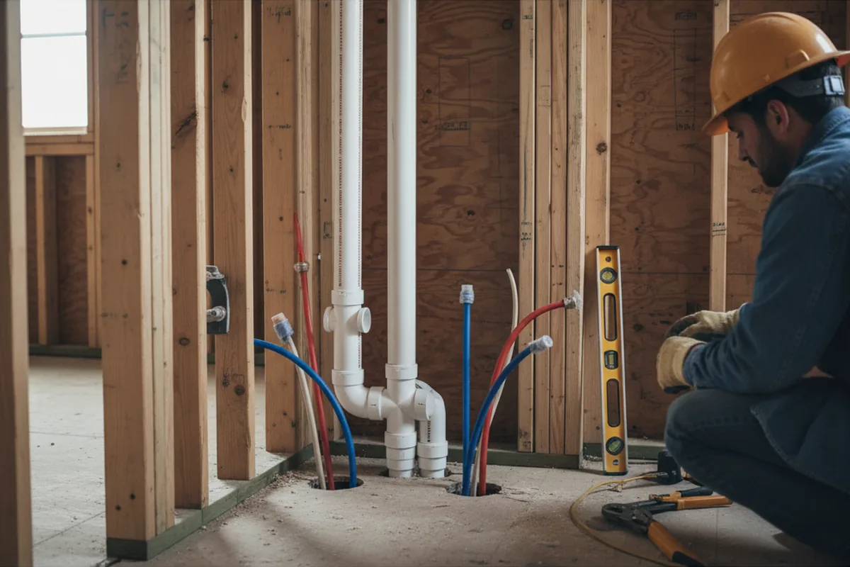 Drain and supply rough-in during Drain Cleaning in Diamond